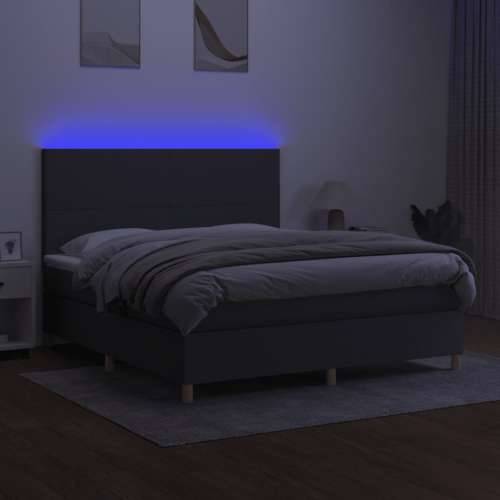 Krevet box spring s madracem LED tamnosivi 160x200 cm tkanina - Tamno siva 160 x 200 cm Gladak dizajn Cijena