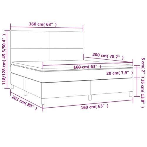 Krevet box spring s madracem LED tamnosivi 160x200 cm tkanina - Tamno siva 160 x 200 cm Gladak dizajn Cijena