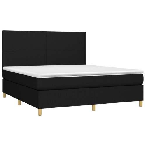 Krevet box spring s madracem LED crni 180x200 cm od tkanine - Crna 180 x 200 cm Gladak dizajn Cijena