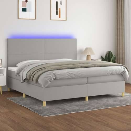 Krevet box spring s madracem LED svjetlosivi 200x200 cm tkanina - Svjetlosiva 200 x 200 cm Gladak dizajn Cijena