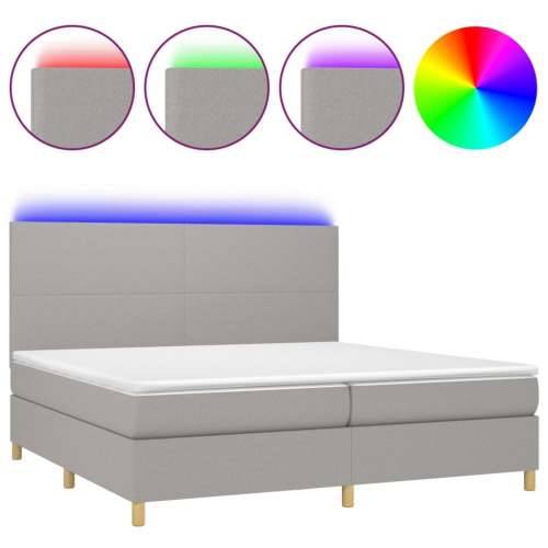 Krevet box spring s madracem LED svjetlosivi 200x200 cm tkanina - Svjetlosiva 200 x 200 cm Gladak dizajn Cijena
