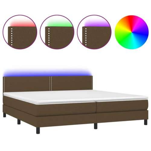 Krevet box spring s madracem LED tamnosmeđi 200x200 cm tkanina - Tamno smeđa 200 x 200 cm Obično s čavlima Cijena