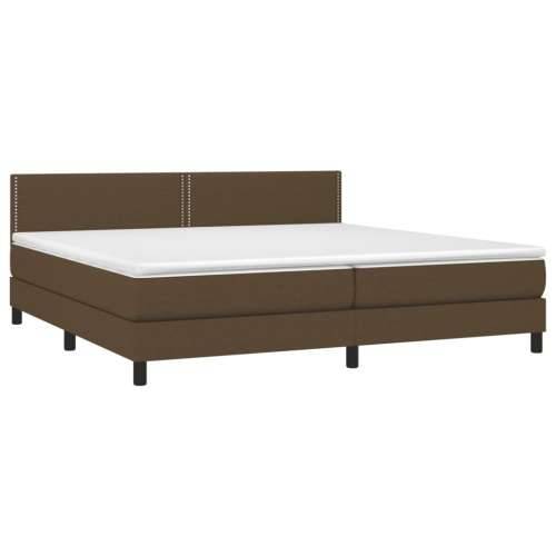 Krevet box spring s madracem LED tamnosmeđi 200x200 cm tkanina - Tamno smeđa 200 x 200 cm Obično s čavlima Cijena