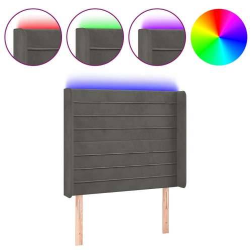 LED uzglavlje tamnosivo 103x16x118/128 cm baršunasto - Tamno siva 103 x 16 x 118/128 cm 1 Cijena