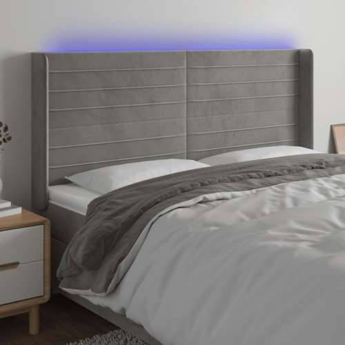 LED uzglavlje svjetlosivo 163 x 16 x 118/128 cm baršunasto - Svjetlosiva 163 x 16 x 118/128 cm 1 Cijena