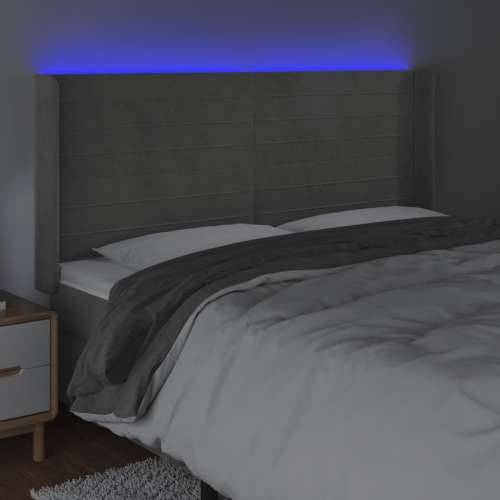 LED uzglavlje svjetlosivo 163 x 16 x 118/128 cm baršunasto - Svjetlosiva 163 x 16 x 118/128 cm 1 Cijena