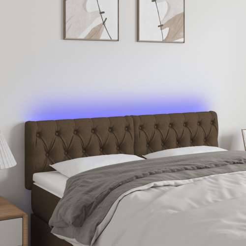 LED uzglavlje tamnosmeđe 144 x 7 x 78/88 cm od tkanine - Tamno smeđa 144 x 7 x 78/88 cm 1 Cijena