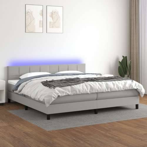 Krevet box spring s madracem LED svjetlosivi 200x200 cm tkanina - Svjetlosiva 200 x 200 cm Blok s kvadratima Cijena