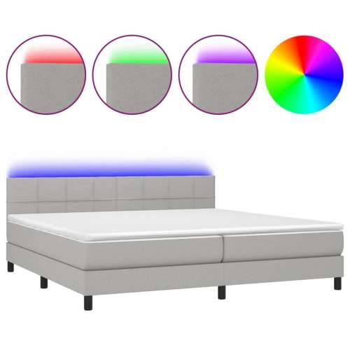Krevet box spring s madracem LED svjetlosivi 200x200 cm tkanina - Svjetlosiva 200 x 200 cm Blok s kvadratima Cijena
