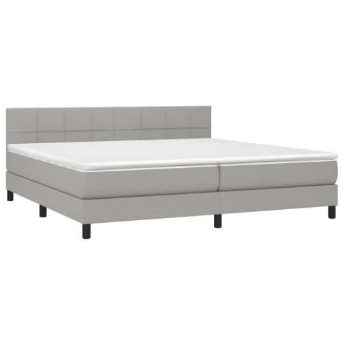 Krevet box spring s madracem LED svjetlosivi 200x200 cm tkanina - Svjetlosiva 200 x 200 cm Blok s kvadratima Cijena
