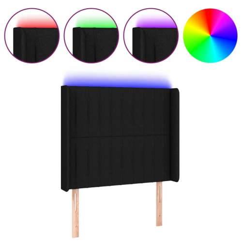 LED uzglavlje crno 103 x 16 x 118/128 cm od tkanine - Crna 103 x 16 x 118/128 cm 1 Cijena