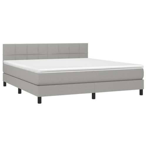 Krevet box spring s madracem LED svjetlosivi 160x200 cm tkanina - Svjetlosiva 160 x 200 cm Blok s kvadratima Cijena