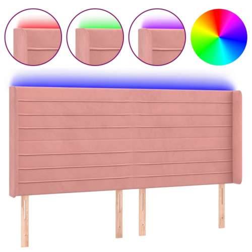 LED uzglavlje ružičasto 203x16x118/128 cm baršunasto - Ružičasta 203 x 16 x 118/128 cm 1 Cijena