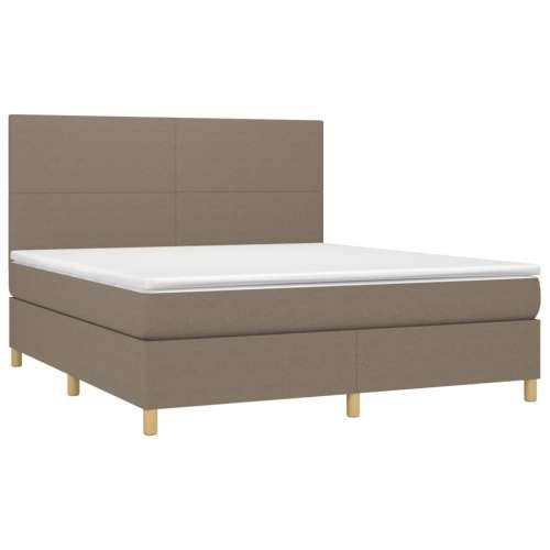 Krevet box spring s madracem LED smeđesivi 180x200 cm tkanina - Sivo-smeđa 180 x 200 cm Gladak dizajn Cijena