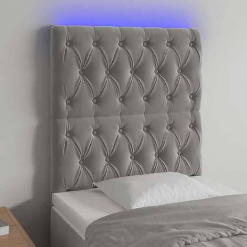 LED uzglavlje svjetlosivo 80x7x118/128 cm baršunasto - Svjetlosiva 80 x 7 x 118/128 cm 1 Cijena