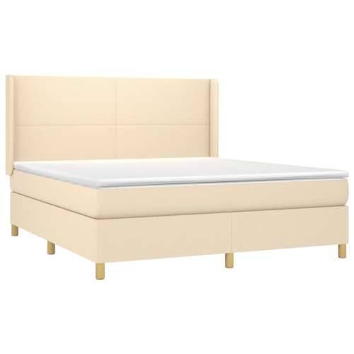 Krevet box spring s madracem LED krem 160x200 cm od tkanine - Krema 160 x 200 cm Gladak dizajn Cijena