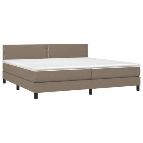 Krevet box spring s madracem LED smeđesivi 200x200 cm tkanina - Sivo-smeđa 200 x 200 cm Obično s čavlima Cijena