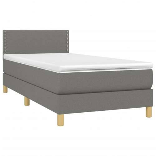 Krevet box spring s madracem LED tamnosivi 90x190 cm tkanina - Tamno siva 90 x 190 cm Obično s čavlima Cijena