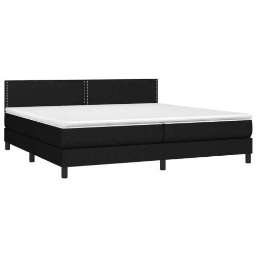 Krevet box spring s madracem LED crni 200x200 cm od tkanine - Crna 200 x 200 cm Obično s čavlima Cijena