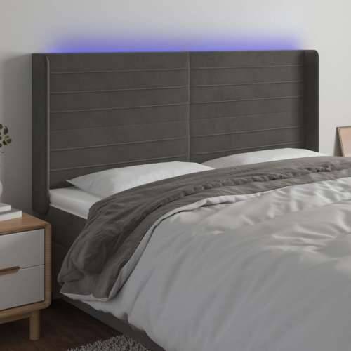 LED uzglavlje tamnosivo 203 x 16 x 118/128 cm baršunasto - Tamno siva 203 x 16 x 118/128 cm 1 Cijena
