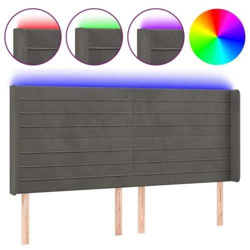 LED uzglavlje tamnosivo 203 x 16 x 118/128 cm baršunasto - Tamno siva 203 x 16 x 118/128 cm 1 Cijena
