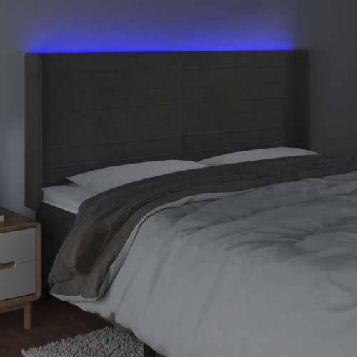 LED uzglavlje tamnosivo 203 x 16 x 118/128 cm baršunasto - Tamno siva 203 x 16 x 118/128 cm 1 Cijena