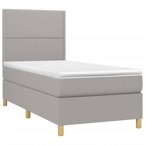 Krevet box spring s madracem LED svjetlosivi 100x200 cm tkanina - Svjetlosiva 100 x 200 cm Obično s čavlima Cijena