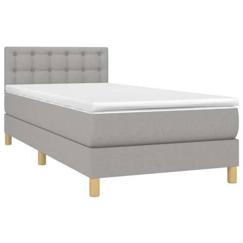 Krevet box spring s madracem LED svjetlosivi 90x200 cm tkanina - Svjetlosiva 90 x 200 cm gumbi Cijena