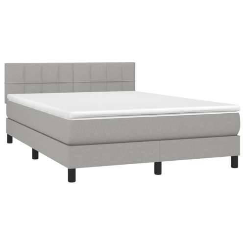 Krevet box spring s madracem LED svjetlosivi 140x190 cm tkanina - Svjetlosiva 140 x 190 cm Blok s kvadratima Cijena
