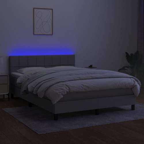 Krevet box spring s madracem LED svjetlosivi 140x190 cm tkanina - Svjetlosiva 140 x 190 cm Blok s kvadratima Cijena