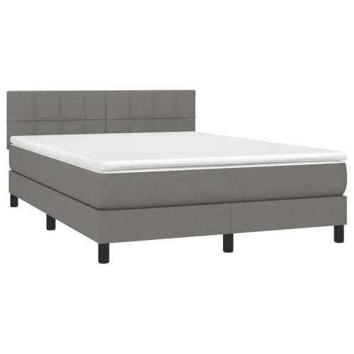 Krevet box spring s madracem LED tamnosivi 140x190 cm tkanina - Tamno siva 140 x 190 cm Blok s kvadratima Cijena