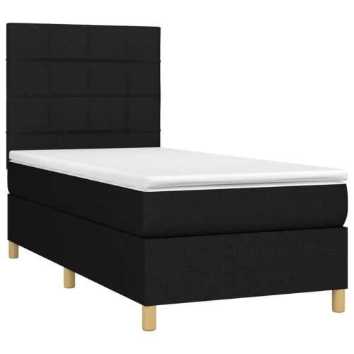Krevet box spring s madracem LED crni 100x200 cm od tkanine - Crna 100 x 200 cm Blok s kvadratima Cijena