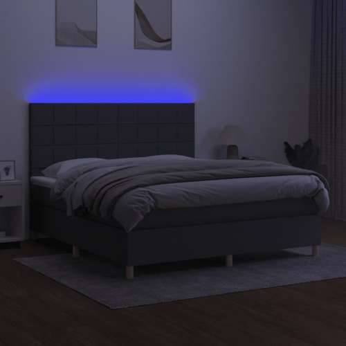 Krevet box spring s madracem LED tamnosivi 160x200 cm tkanina Cijena