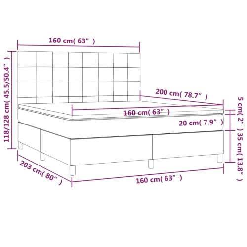 Krevet box spring s madracem LED tamnosivi 160x200 cm tkanina Cijena