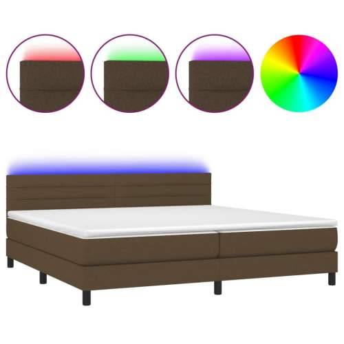 Krevet box spring s madracem LED tamnosmeđi 200x200 cm tkanina - Tamno smeđa 200 x 200 cm vodoravne pruge Cijena
