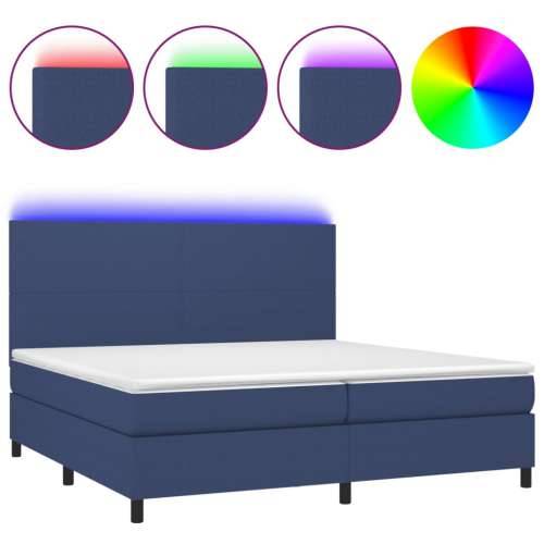 Krevet box spring s madracem LED plavi 200x200 cm od tkanine - Plava 200 x 200 cm Gladak dizajn Cijena