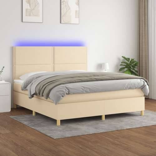 Krevet box spring s madracem LED krem 180x200 cm od tkanine - Krema 180 x 200 cm Obično s čavlima Cijena