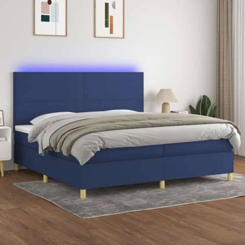 Krevet box spring s madracem LED plavi 200x200 cm od tkanine - Plava 200 x 200 cm Gladak dizajn Cijena