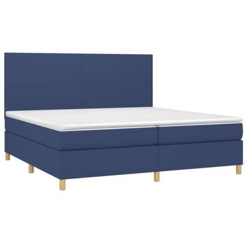Krevet box spring s madracem LED plavi 200x200 cm od tkanine - Plava 200 x 200 cm Gladak dizajn Cijena
