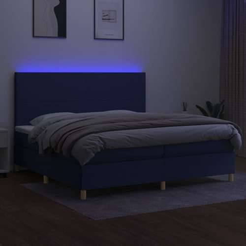 Krevet box spring s madracem LED plavi 200x200 cm od tkanine - Plava 200 x 200 cm Gladak dizajn Cijena