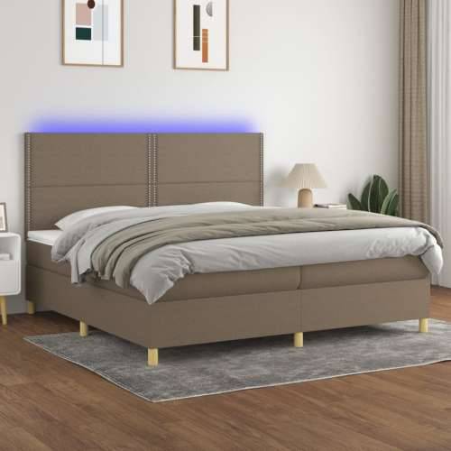 Krevet box spring s madracem LED smeđesivi 200x200 cm tkanina - Sivo-smeđa 200 x 200 cm Obično s čavlima Cijena