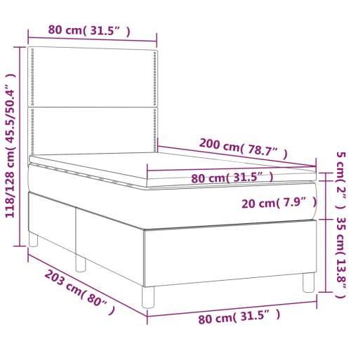 Krevet box spring s madracem LED plavi 80 x 200 cm od tkanine - Plava 80 x 200 cm Obično s čavlima Cijena