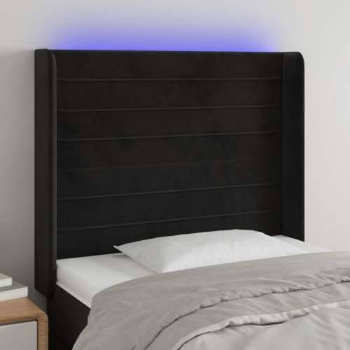 LED uzglavlje crno 83x16x118/128 cm baršunasto - Crna 83 x 16 x 118/128 cm 1 Cijena