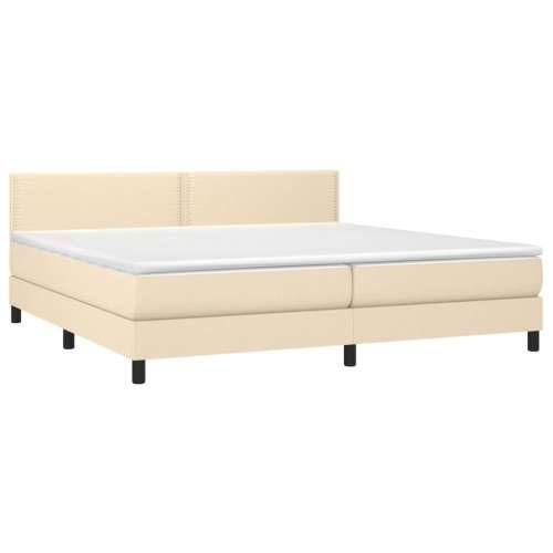 Krevet box spring s madracem LED krem 200x200 cm od tkanine - Krema 200 x 200 cm Obično s čavlima Cijena