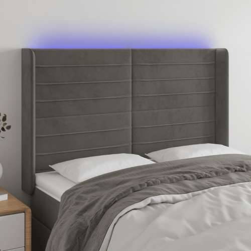 LED uzglavlje tamnosivo 147x16x118/128 cm baršunasto - Tamno siva 147 x 16 x 118/128 cm 1 Cijena