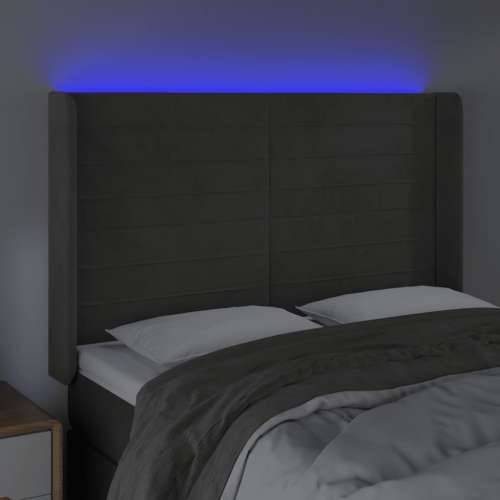 LED uzglavlje tamnosivo 147x16x118/128 cm baršunasto - Tamno siva 147 x 16 x 118/128 cm 1 Cijena