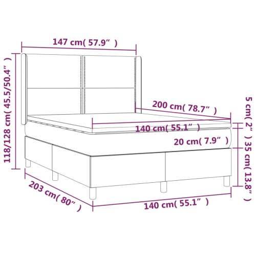 Krevet box spring s madracem LED tamnosivi 140x200 cm tkanina - Tamno siva 140 x 200 cm Obično s čavlima Cijena
