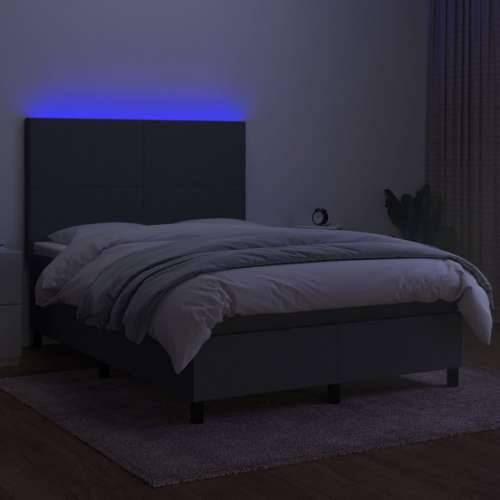 Krevet box spring s madracem LED tamnosivi 140x200 cm tkanina - Tamno siva 140 x 200 cm Gladak dizajn Cijena