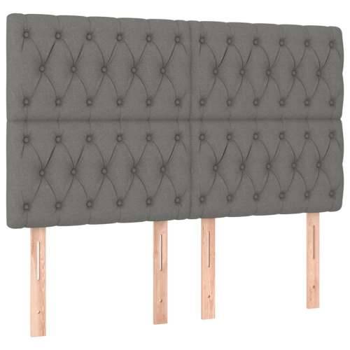 Krevet box spring s madracem LED tamnosivi 140x200 cm tkanina - Tamno siva 140 x 200 cm Dizajn s gumbima Cijena