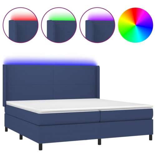 Krevet box spring s madracem LED plavi 200x200 cm od tkanine - Plava 200 x 200 cm Gladak dizajn Cijena